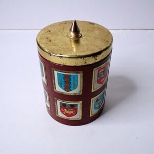 Vintage Coat of Arms Biscuit Tin Container VTG Collectible Pointed Top